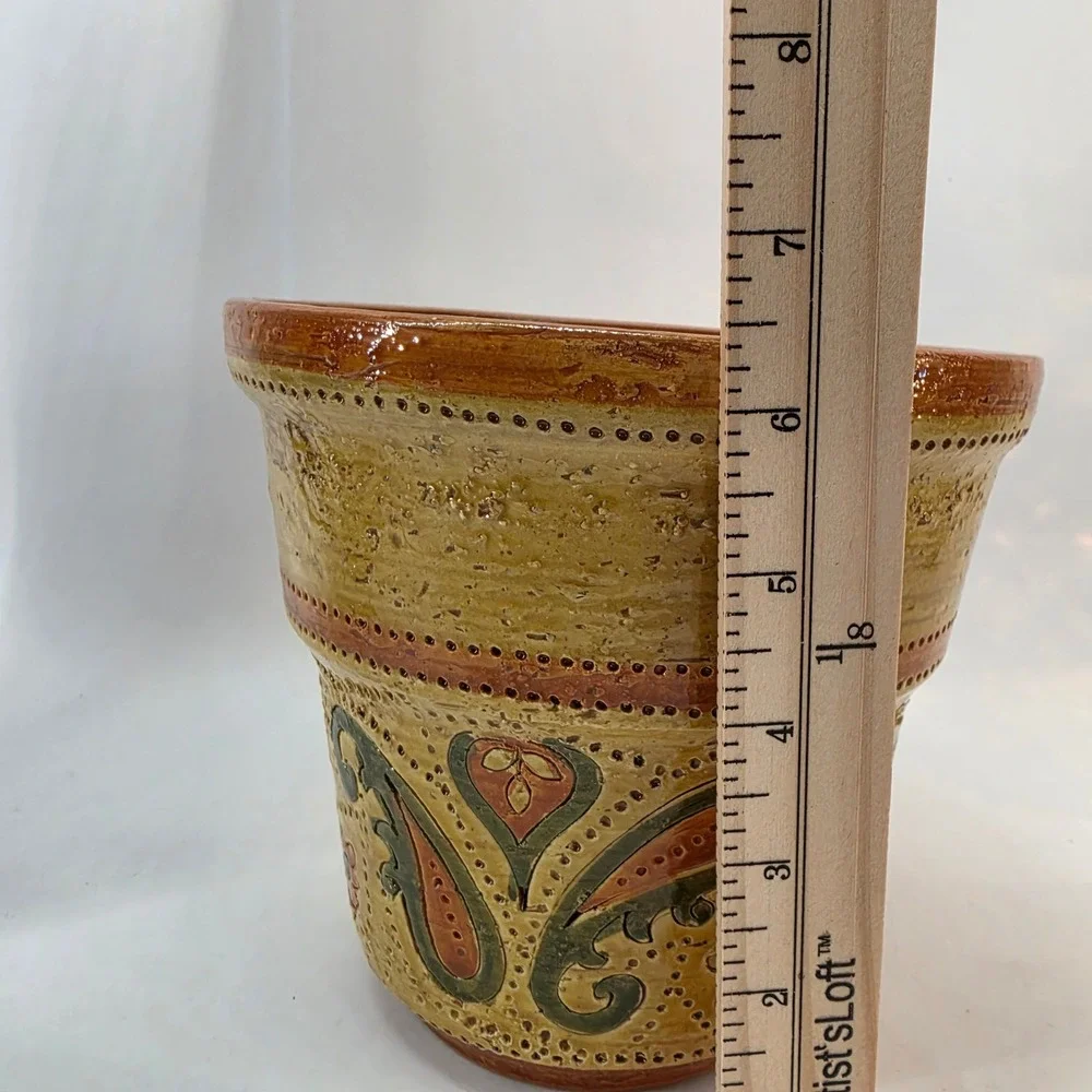 Bitossi Liberty‎ Planter Italian Art Pottery Cachepot Floral Aldo Londi Mustard